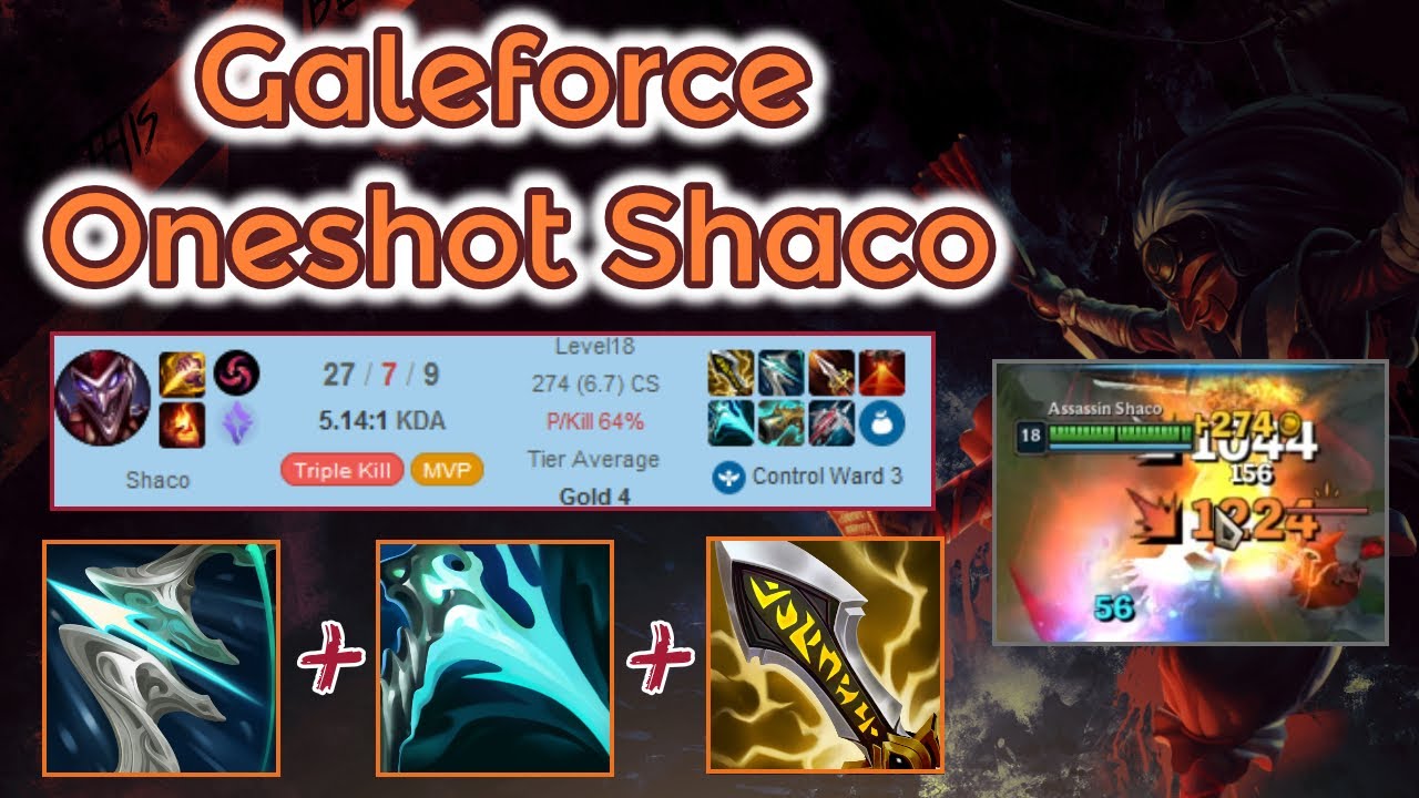 Galeforce 100% Crit Shaco Oneshot Build - 6s Nash [League of Legends ...