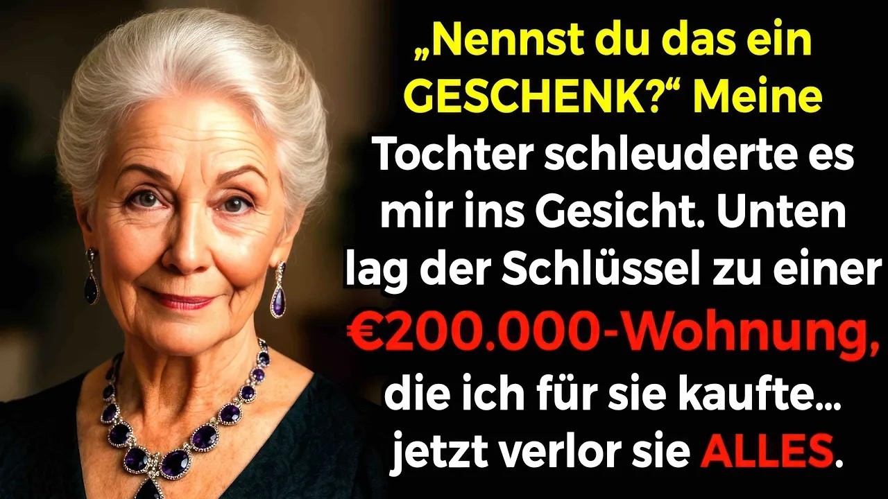 „Nennst du das ein Geschenk?“ – Meine eigene Tochter schleuderte mir die kleine Schachtel mitten ins Gesicht, vor zwanzig geladenen Gästen. In dieser Schachtel lag der Schlüssel zu einer...