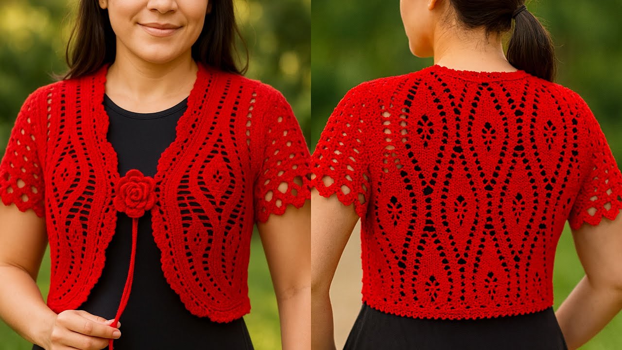 🌺 TUTORIAL Bolero o Chaleco Rombos a Crochet