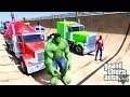 Spiderman & Hulk With TRUCKS & Superheroes TRUCKS CHALLENGE On Rampa - GTA V Mods