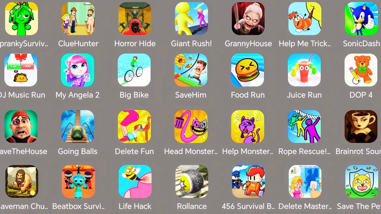 Gramic Monster Scary survival,,Minecraft,Emoji Puzzle,Survival Story,Bowmasters,HCR 2,Kick The Buddy