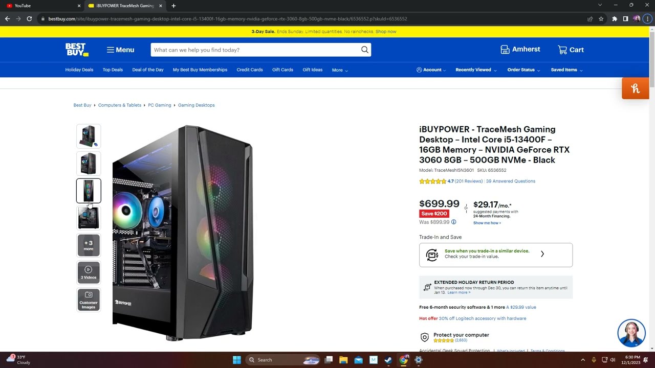 iBUYPOWER - TraceMesh Gaming Desktop – i5-13400F – 16GB RAM, RTX 3060 8GB  BUILD OR BUY??? $699 