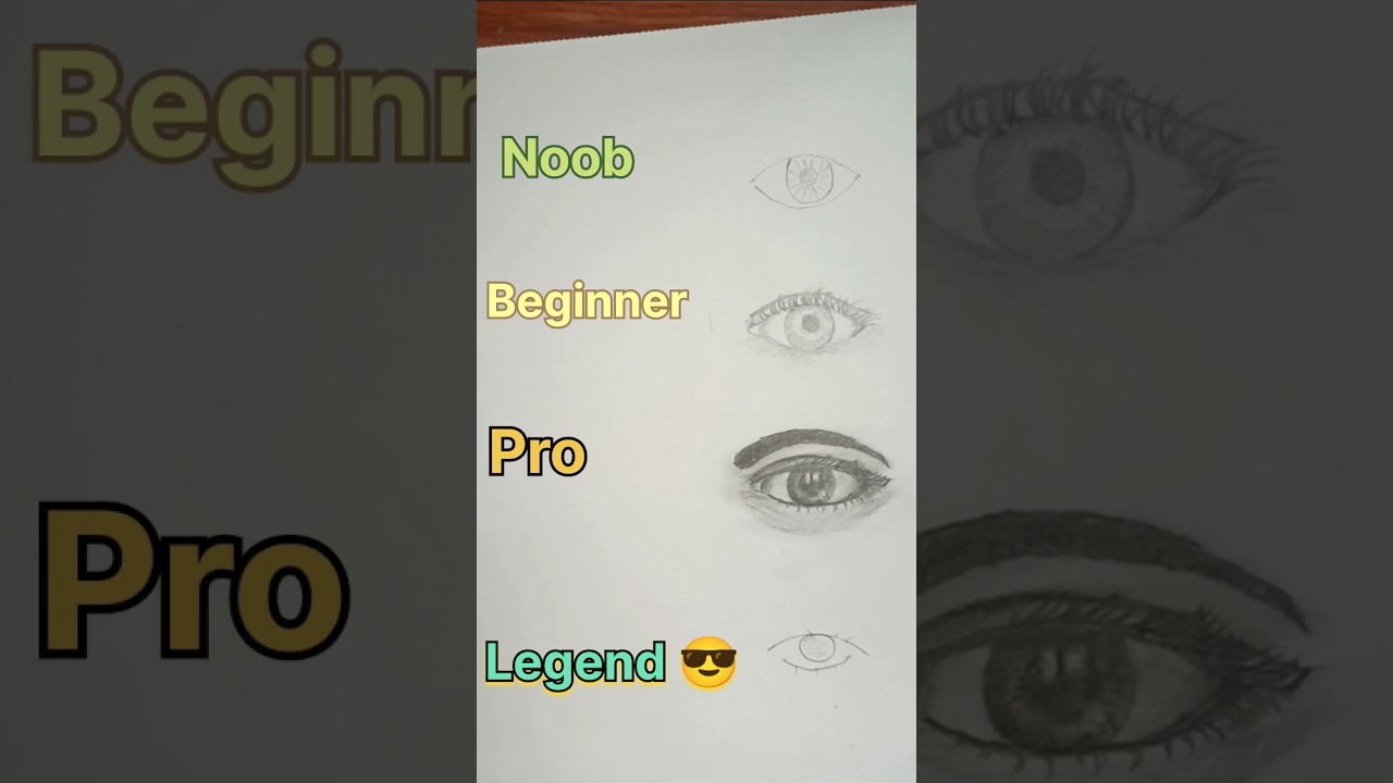 How to draw eye (Noob vs beginner vs pro vs legend drawing) 