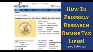 Understanding Online Tax Lien Investing With Bid4Assets