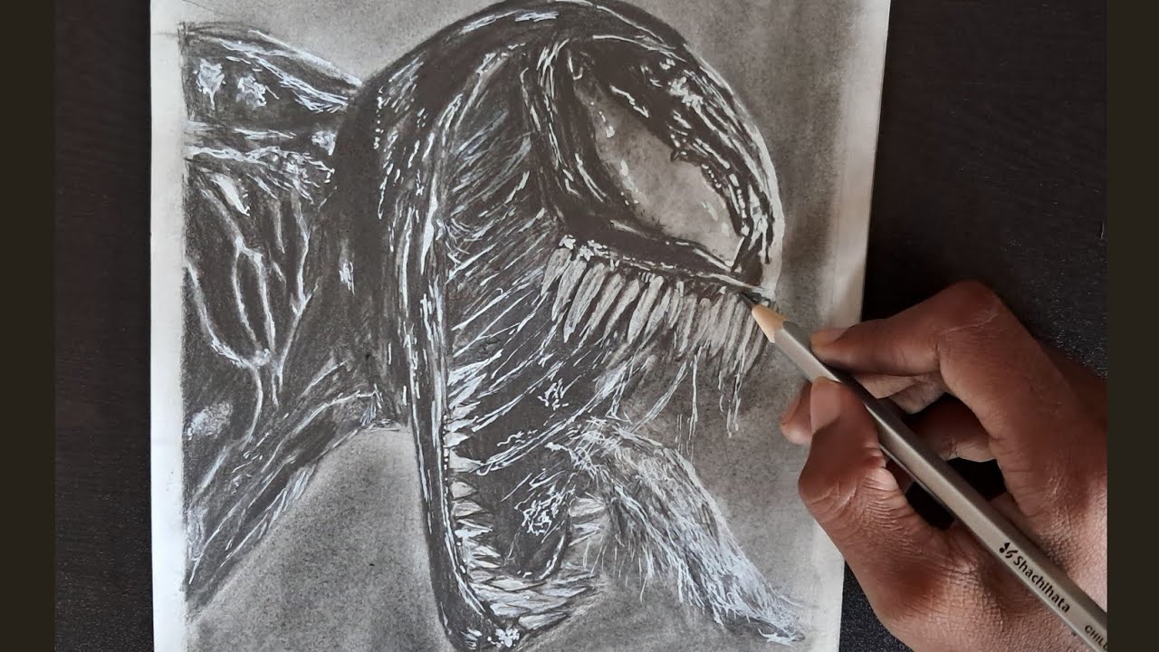 Drawing realistic venom portrait