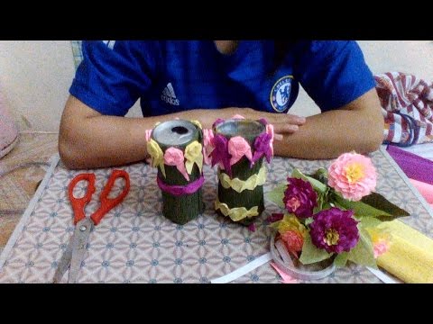 Video hướng dẫn cách làm ,trang trí lọ cắm hoa cực dễ thương... - youtube
