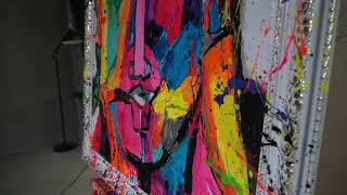 Framed Abstract Wall Art Abstract Muse Vibrant Modern Painting Hand-Painted Artwork