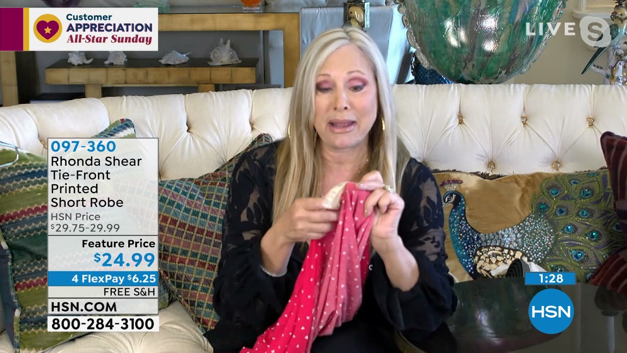 Rhonda Shear Tie Front Printed Short Robe with Lace Trim