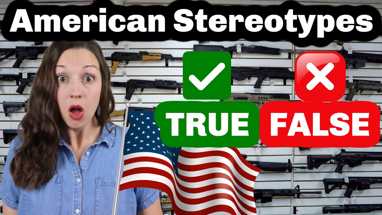 False update. American stereotypes. Teenager tells true or false.