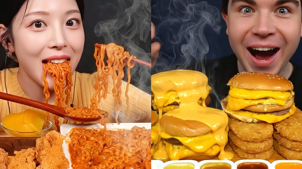 ASMR MUKBANG EATING BIGGEST PORTIONS OF FOODS 😳 - YouTube
