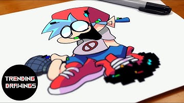 How To Draw FNF MOD Character - Corrupted Boyfriend Easy Step by Step
