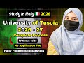 Study in Italy 🇮🇹 2026 | Universities of Tuscia Application Process 2026 | Fully Funded Scholarships