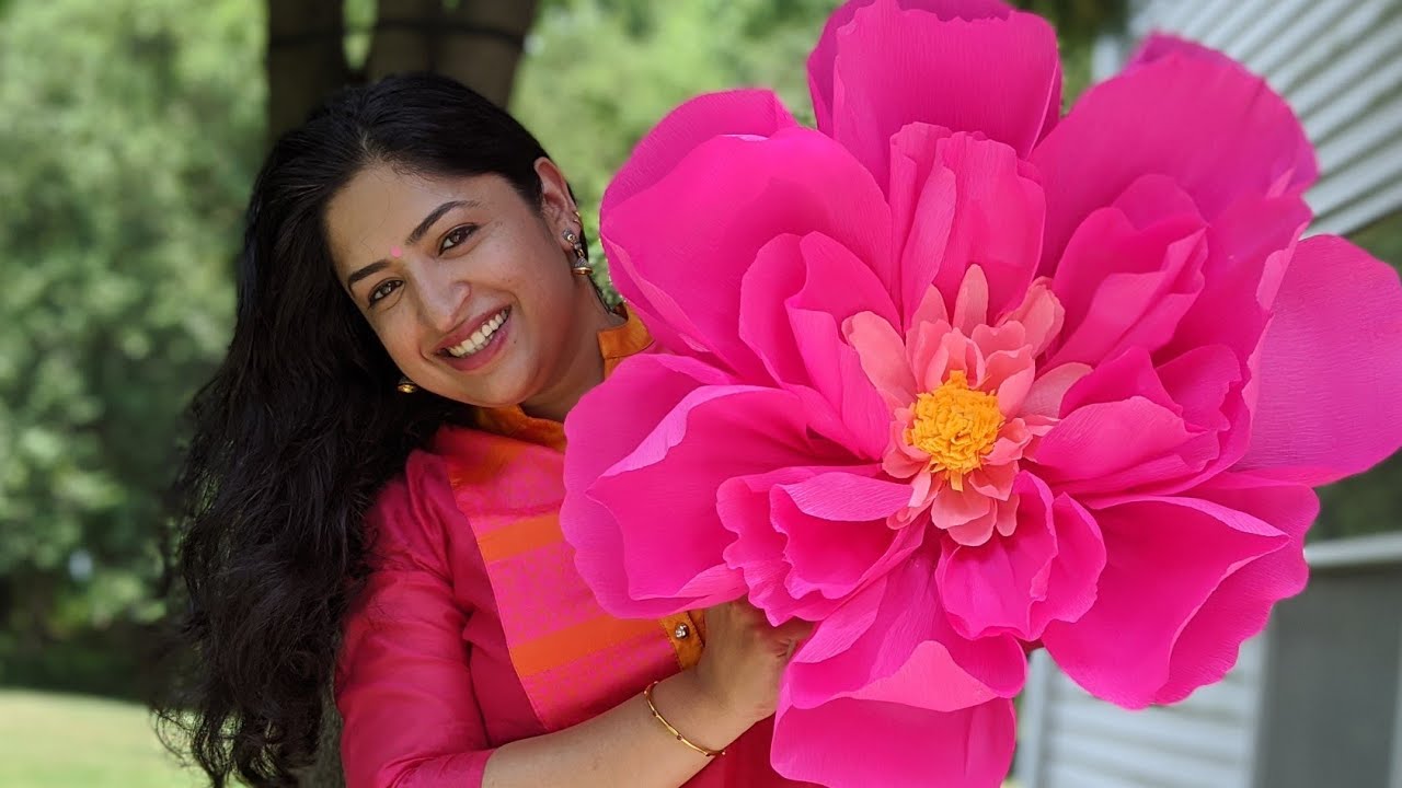 DIY Paper Flower with Crepe Paper (Malayalam) YouTube