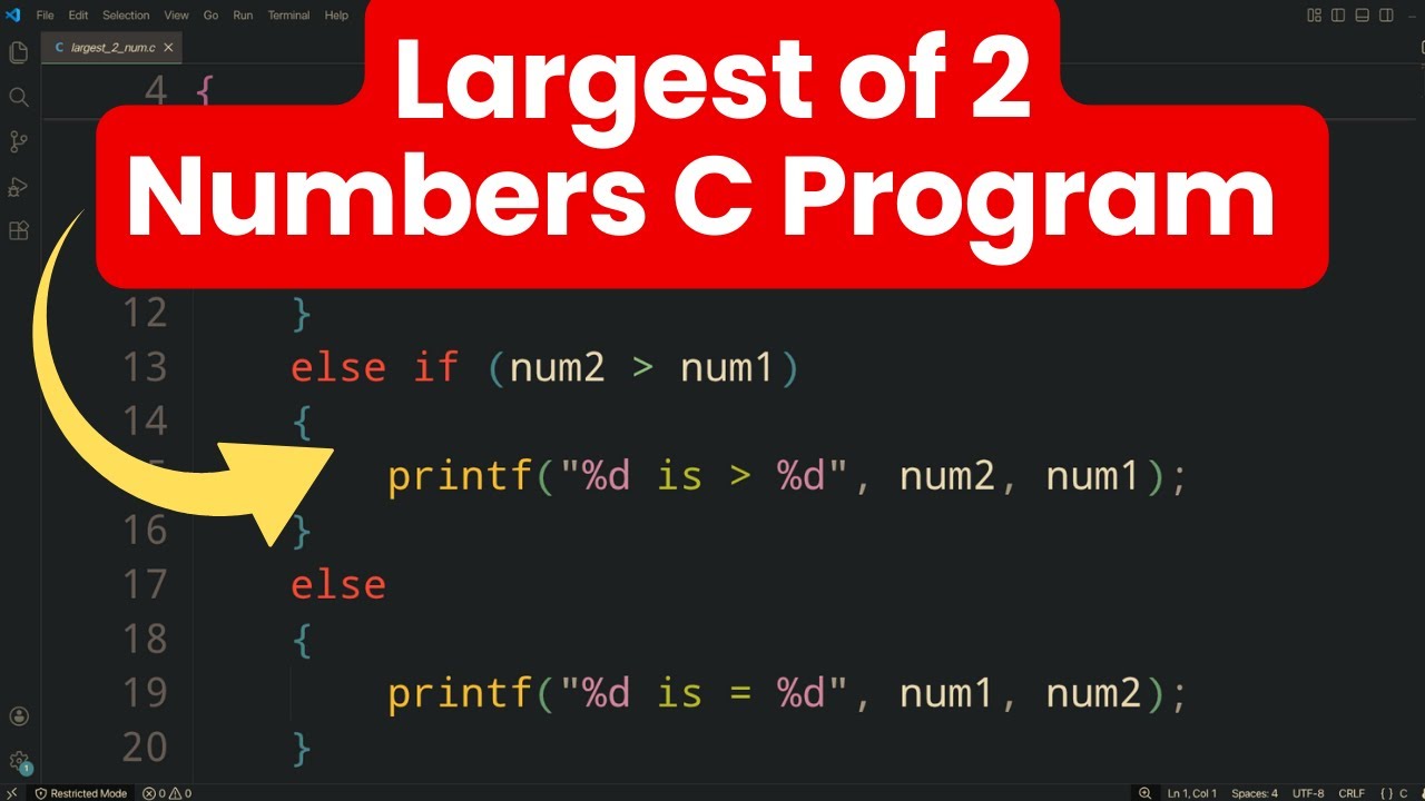 C Program to Find the Largest of Two Numbers Using If Else | C ...