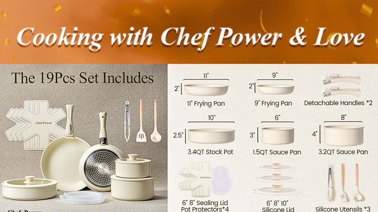 Chef Power Ceramic Cookware Set with Detachable Handles: The Ultimate ...