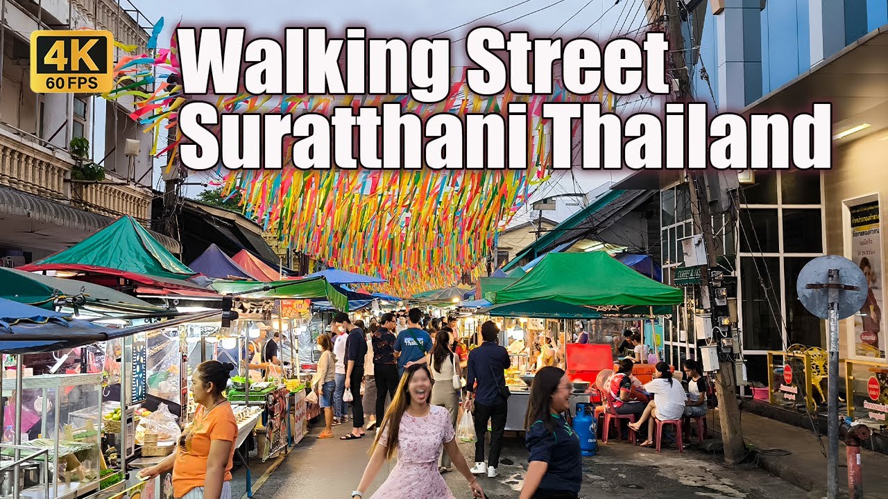 [4K🇹🇭] Walking Through San Chao Market | Suratthani Walking Street before going to Samui ตลาดศาลเจ้า