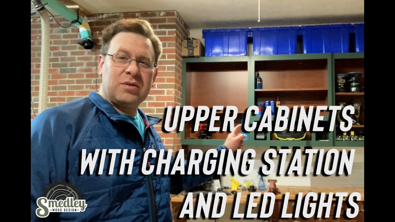 Shop Cabinets with Ryobi Charging Station and LED lighting!