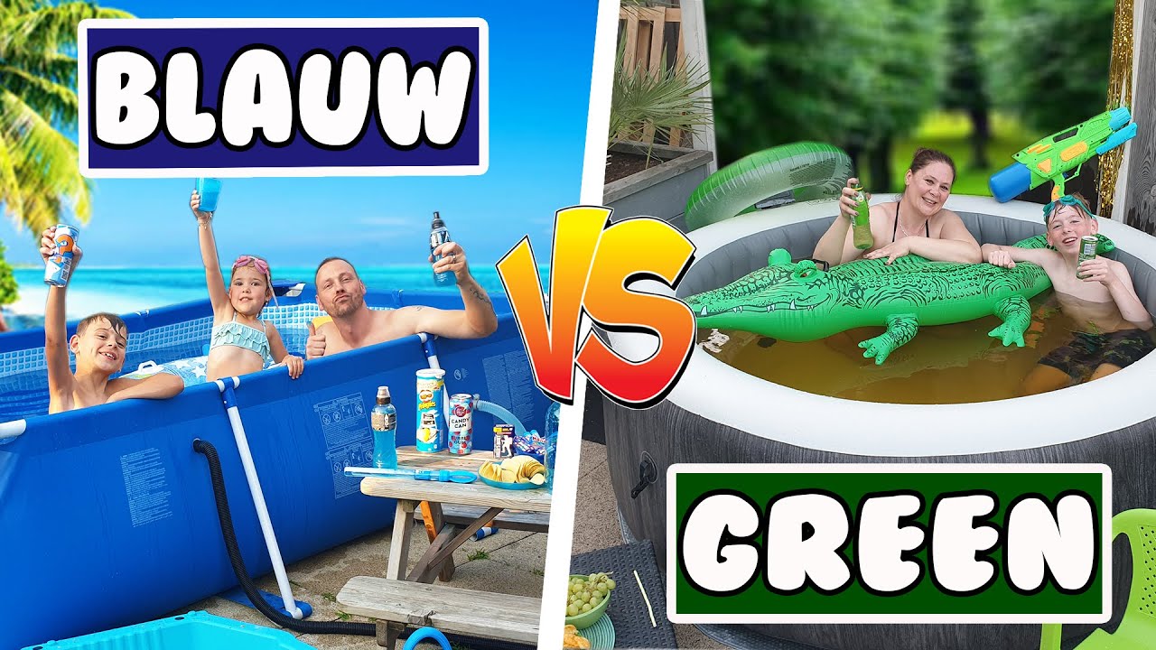 ALLES GROEN IN HET ZWEMBAD VS ALLES BLAUW IN HET ZWEMBAD - De Bakkertjes 
