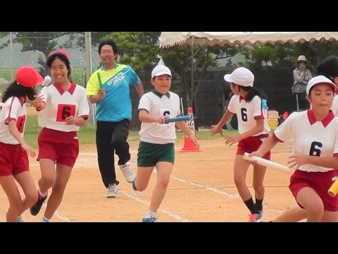 糸満市立真壁小学校運動会　6年生vs保護者のリレー　H27.5.31