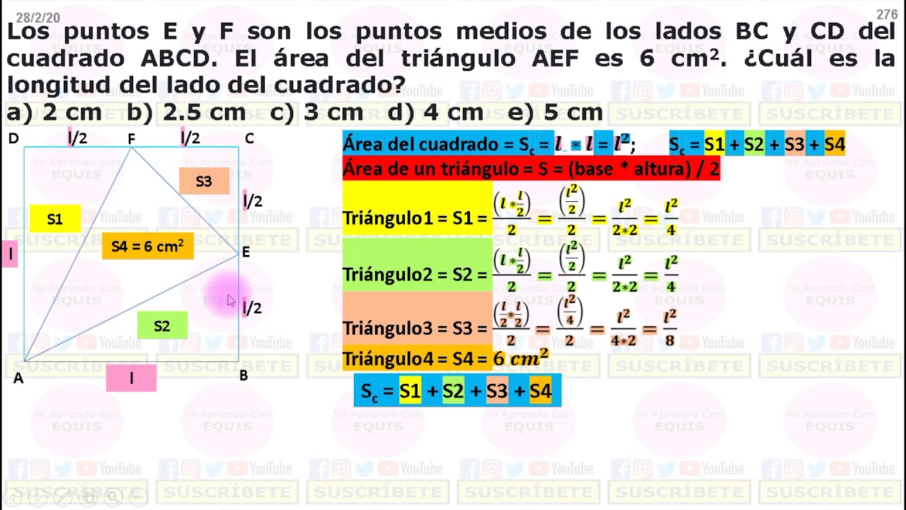 Cuál es la longitud del lado del cuadrado - YouTube