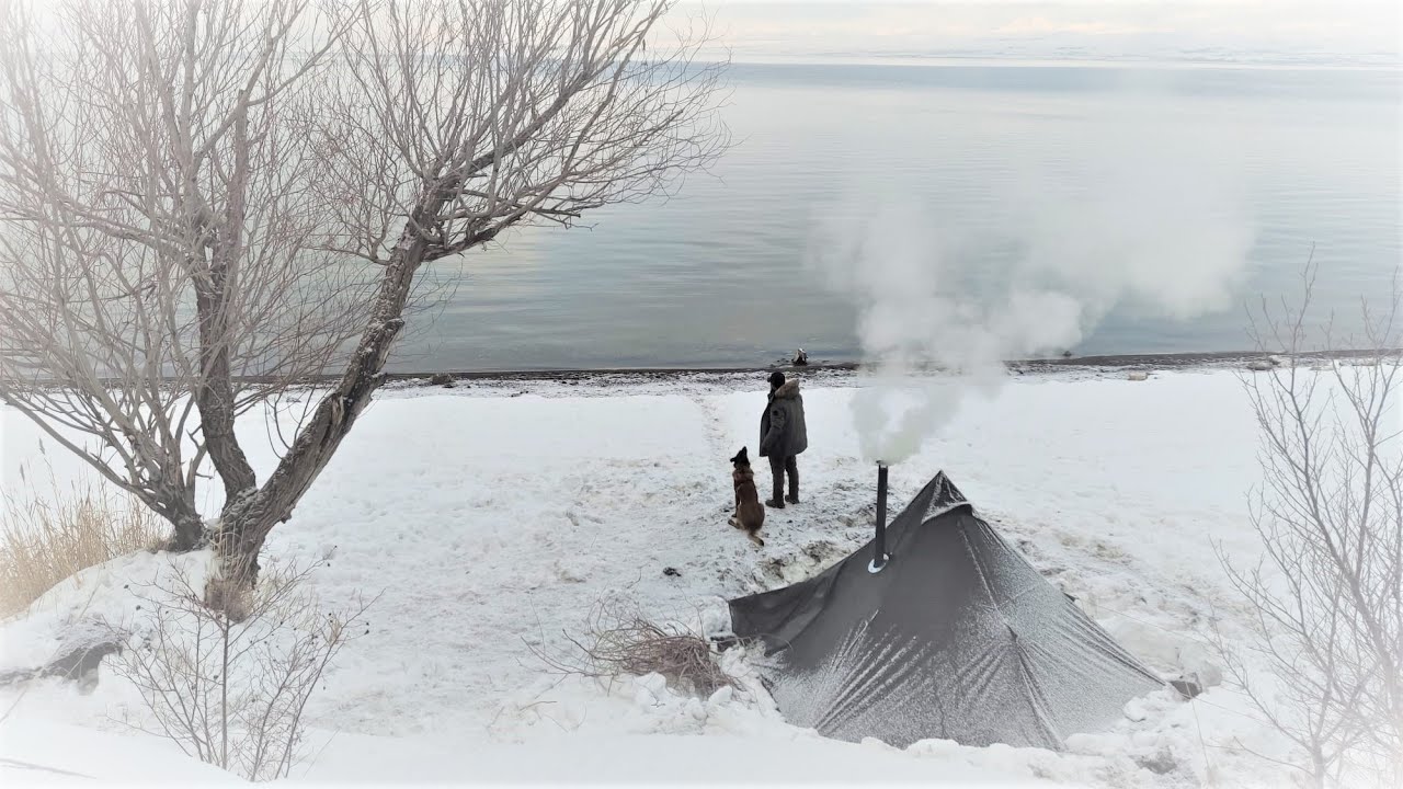 Hot Tent Winter Camping in Snow, Wood Stove Cooking, Bushcraft Camp, Nature  Sounds, Asmr 