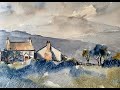 Use SALT to paint a Rugged Watercolour Cottage & Hills Landscape, Watercolor Line & Wash Tutorial