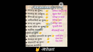Rajsthan Gk कुम्भ तथ्य Rajsthan Important Questions #rajasthan #utkarshclasses #राजस्थान #rajveersir