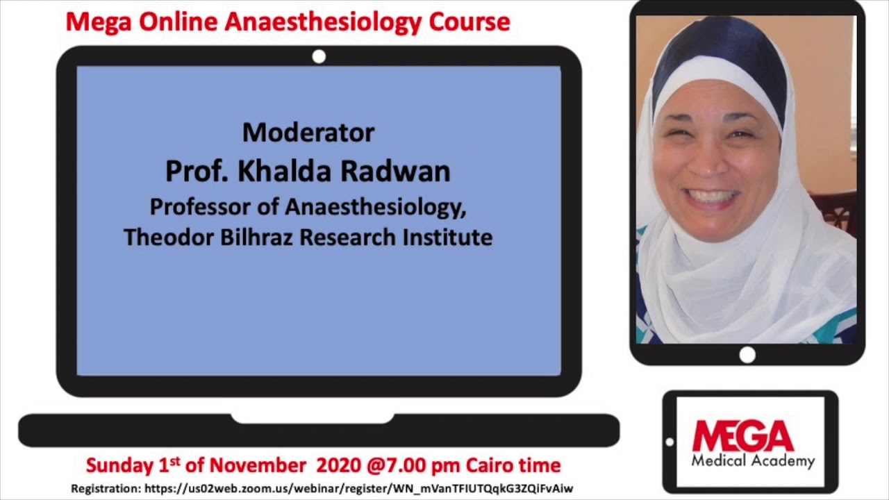 Advertisement for Sunday 1st of November 2020at 7 pm Cairo time Mega Online Anaesthesiology Course