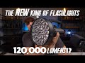 The NEW Brightest Flashlight in the World! 120,000 lumens! Imalent SR32 Review &amp; Beam Test!