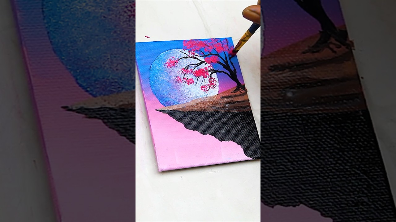 Full Moon Acrylic Painting - Easy Art Tricks - Art By Ashutosh - 