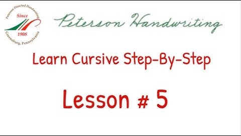 Learn Cursive Step-By-Step Lesson # 5