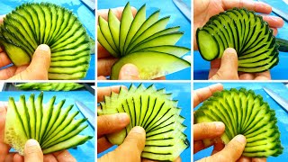 Cucumber decoration for sushi II cucumber fan garnish II how to slice cucumber for sushi