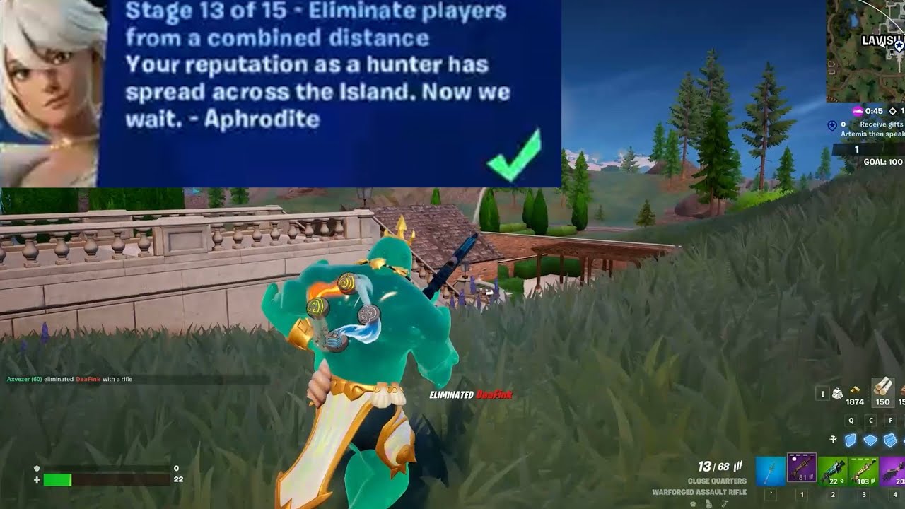 Eliminate players from a combined distance Fortnite YouTube