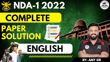 NDA-1 (2022) Complete Paper Solution | ENGLISH | Free SLV Batch || By Amy Sir