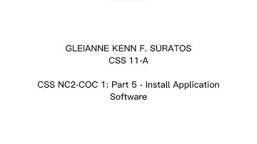 CSS NC2-COC 1: Part 5 - Install Application Software