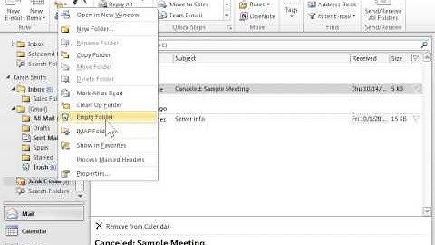 Outlook 2010 Empty the Junk E-mail Folder