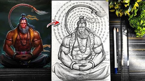 How To Draw Hanuman ji Full Body, Lord Hanuman Drawing, Step By Step Outline Tutorial (Grid Method)