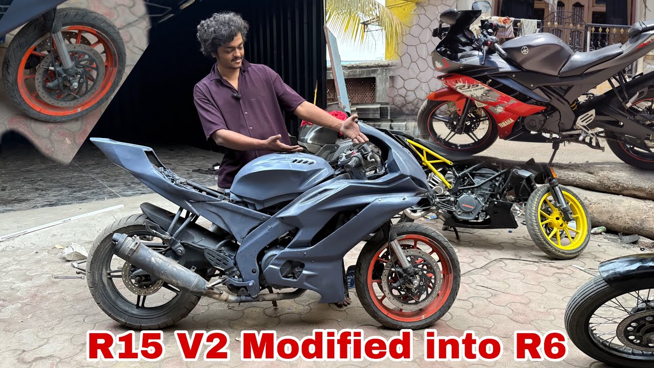 Yamaha R15v2 Modified Into R6 body kit || Double disc ❤️, image size:1280x720
