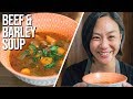 Hearty BEEF AND BARLEY SOUP | Instant Pot