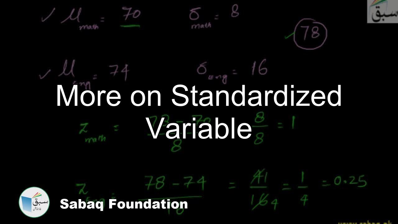 More on Standardized Variable, Statistics Lecture | Sabaq.pk - YouTube