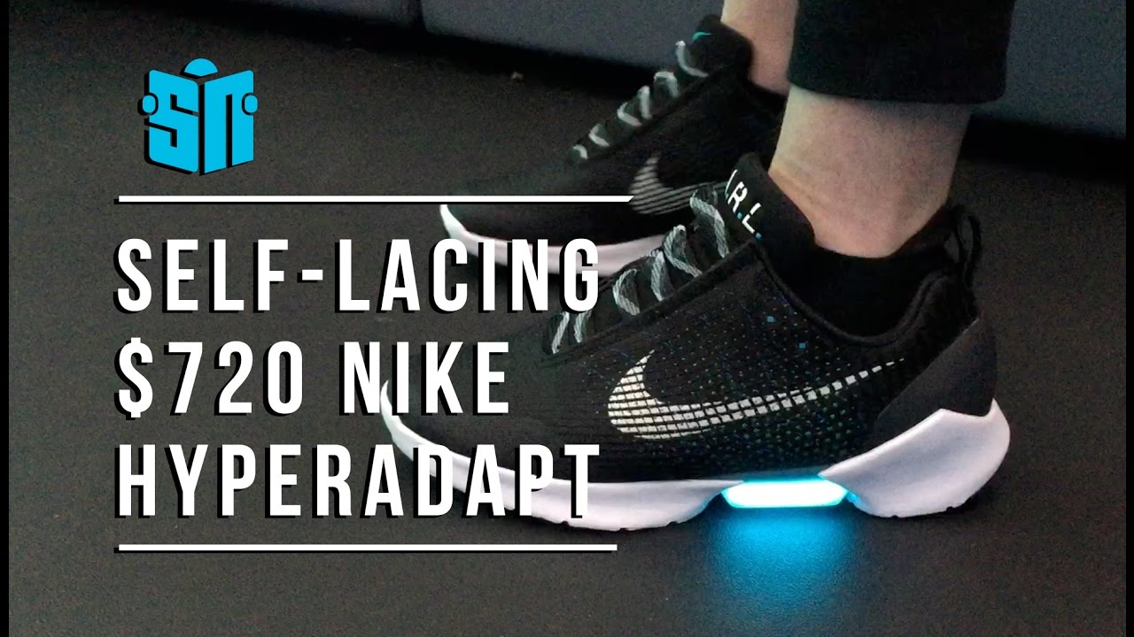 We try on $720 self-lacing Nike HyperAdapt - YouTube