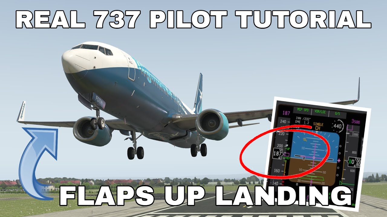 Flaps UP Landing Tutorial ZIBO MOD 737 flown by Real Boeing 737