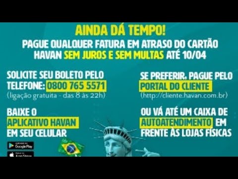 Havan retira juros de atrazo e permite  pagamentos com outros cartoes de credito  das faturas