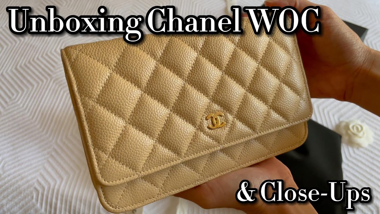 Unbox my Chanel caviar beige wallet on chain with me