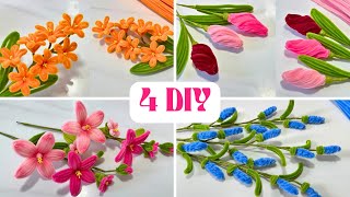 4 DIY Craft Ideas | Pipe Cleaner tutorial flowers