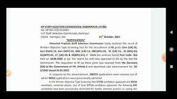 HPSSC Clerk Post Code 962 Result