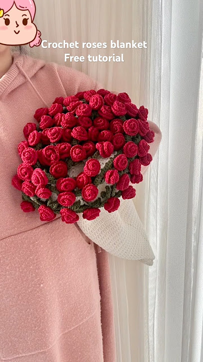 Crochet roses blanket free tutorial #crochet #crochetroseblanket