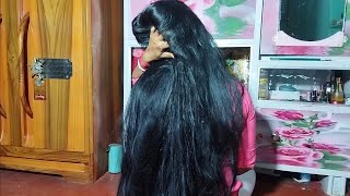 Gorgeous Silky Smooth Long Hair Play And Pulling | Black 4Ft Long Hair Play For Beautiful Girl |