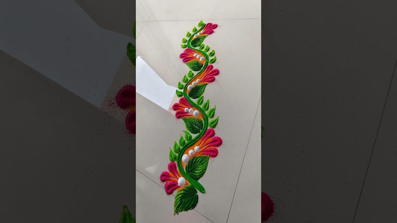 unique attractive border rangoli design|simple border rangoli 