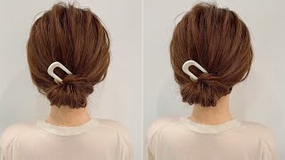 【簪ヘアアレンジ】初心者でもできるピンなし簡単まとめ髪やり方